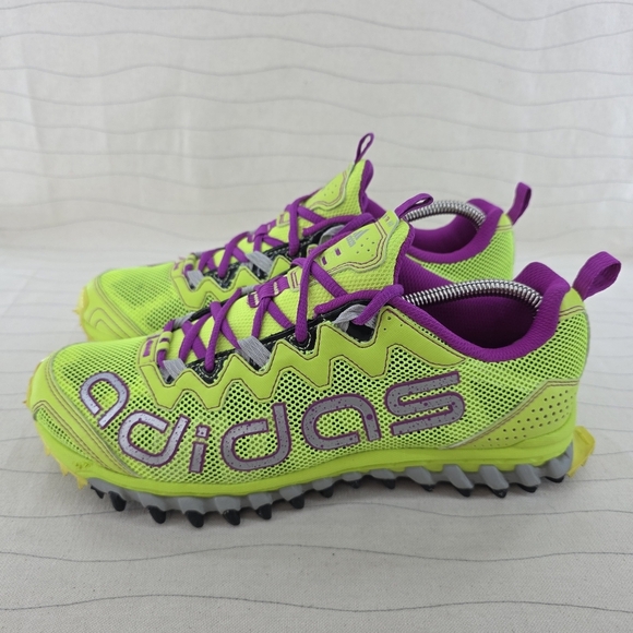 Adidas Womens Vigor TR Black Neon Yellow Purple Trail Running Shoes G66615 Sz 10 - Picture 2 of 15